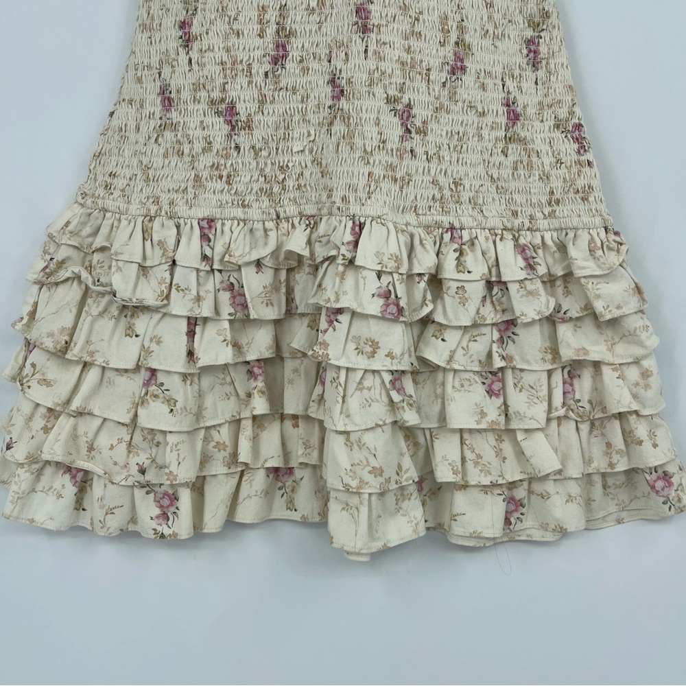 LoveShackFancy Radia Smocked Cotton Delicate Floral Print Mini Dress Size S - Picture 5 of 7